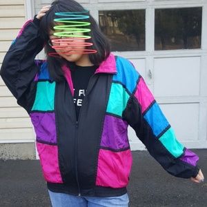 Vintage 80s look Colorful Windbreaker